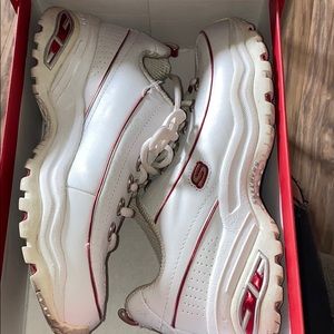 White & red Skechers